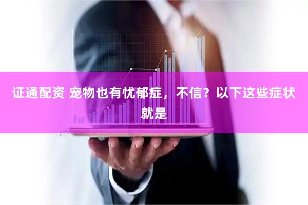 证通配资 宠物也有忧郁症，不信？以下这些症状就是