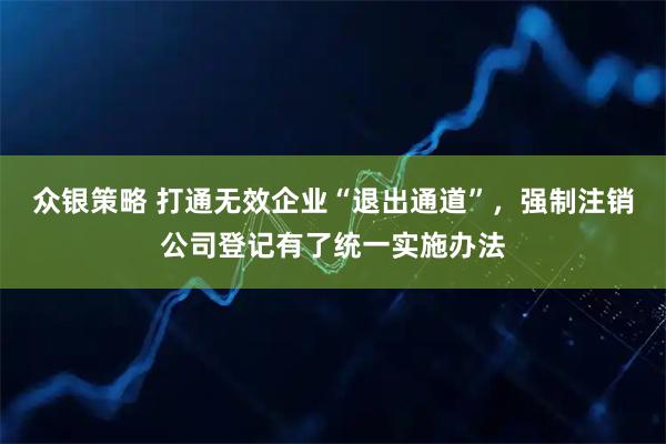 众银策略 打通无效企业“退出通道”，强制注销公司登记有了统一实施办法